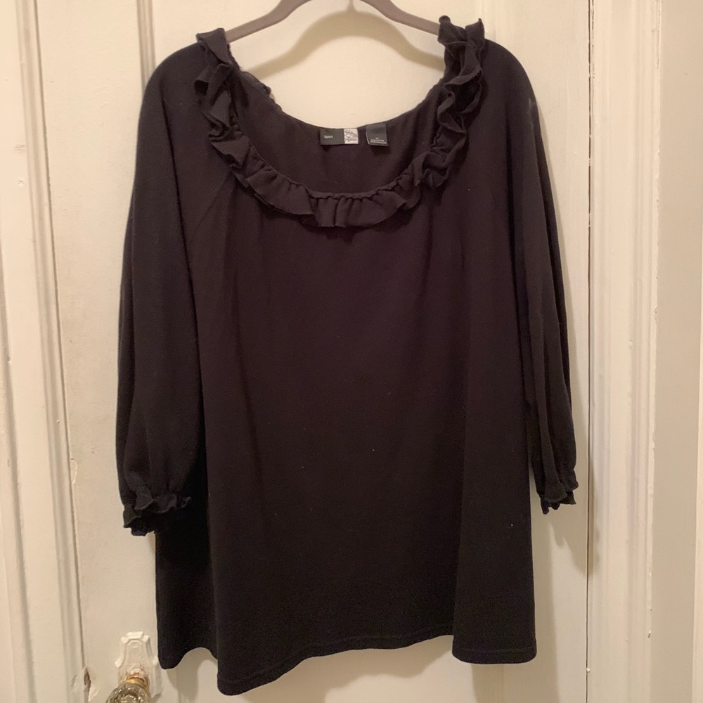 Saks Scoop Ruffle Neck Sweater 3X